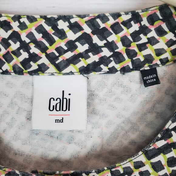 Cabi Cliffside Moto Jacket Zip Geocheck Blazer Coat Multicolor Academia Preppy M - Picture 6 of 11